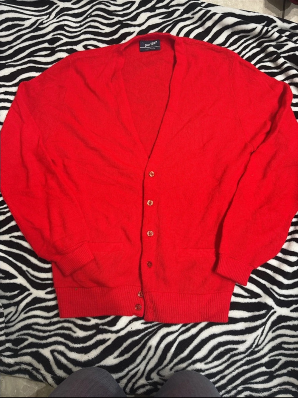 Puritan Red Men's Button-Front Cardigan Sweater